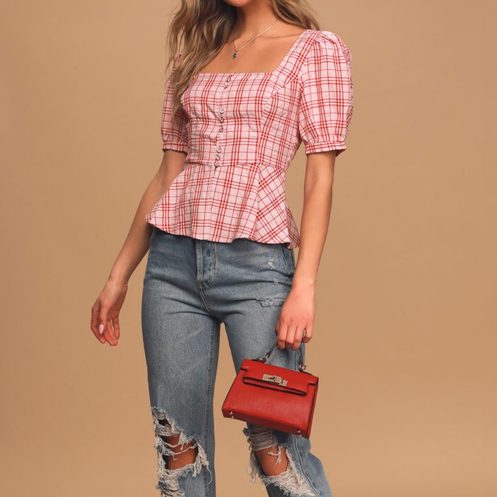 Red peplum top